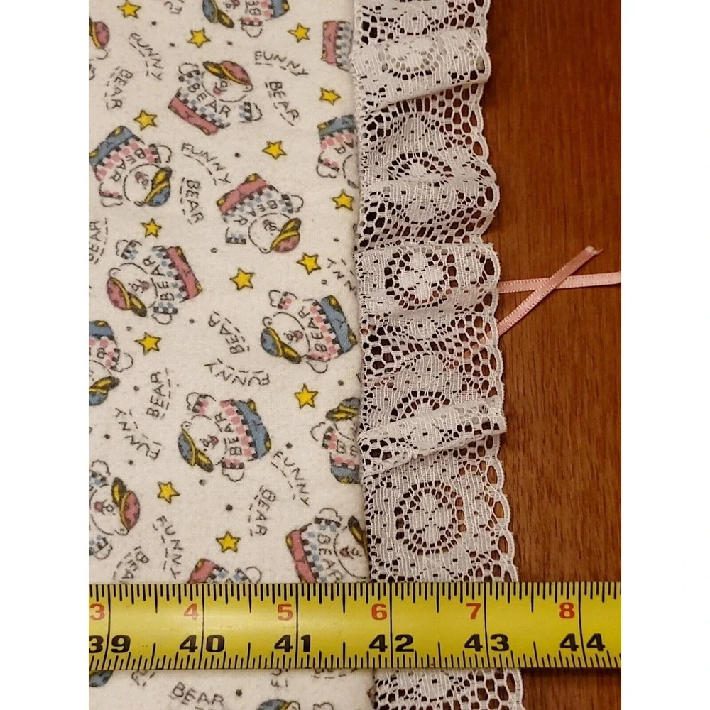Precious Moments Baby Quilt Blanket Lace Trim USA 42x32